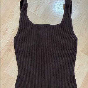 Babaton Dark Brown Ribbed Tank Top